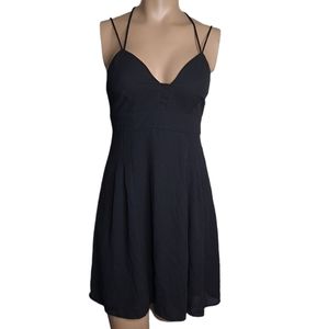 Express Black Shift Dress sheer sleeves V neck  Size 2